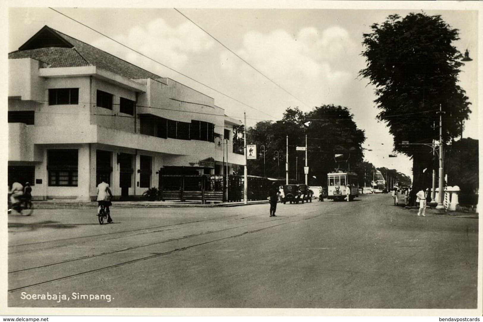 Indonesia, JAVA SOERABAIA, Simpang, Tram Street Car (1920s) Postcard - Indonesië