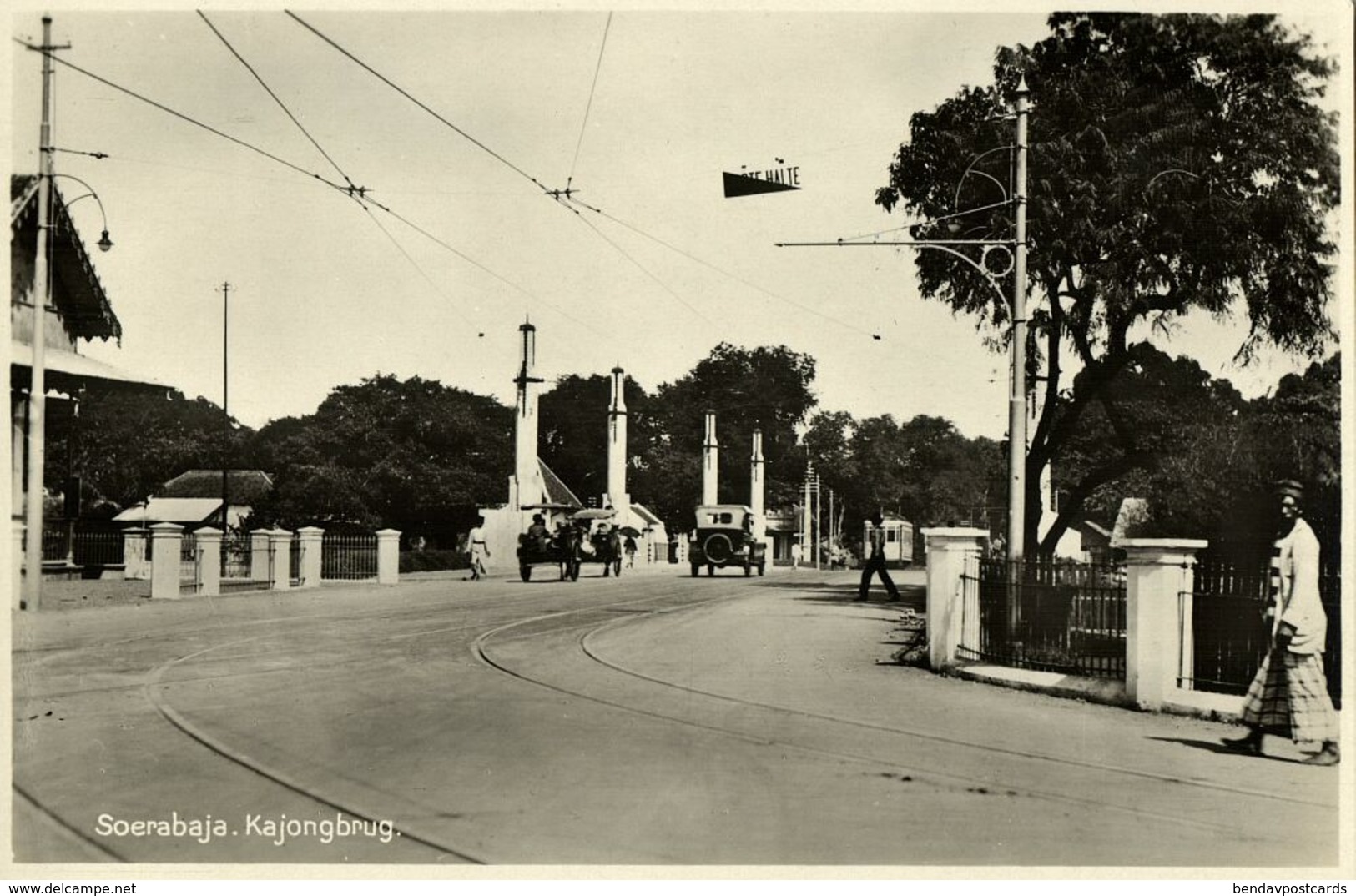 Indonesia, JAVA SOERABAIA, Kajong Bridge, Car (1920s) Postcard - Indonesië