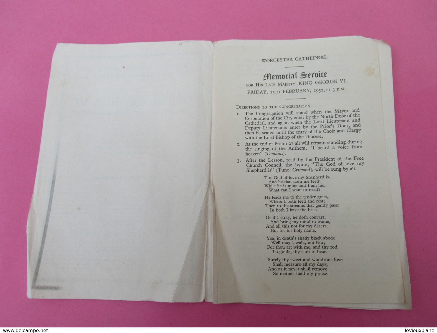 Special Forms Of Service In Commemoration Of His Late Majesty KING GEORGE VI Of Blessed And Glorious Memory/1952  PGC331 - Overlijden