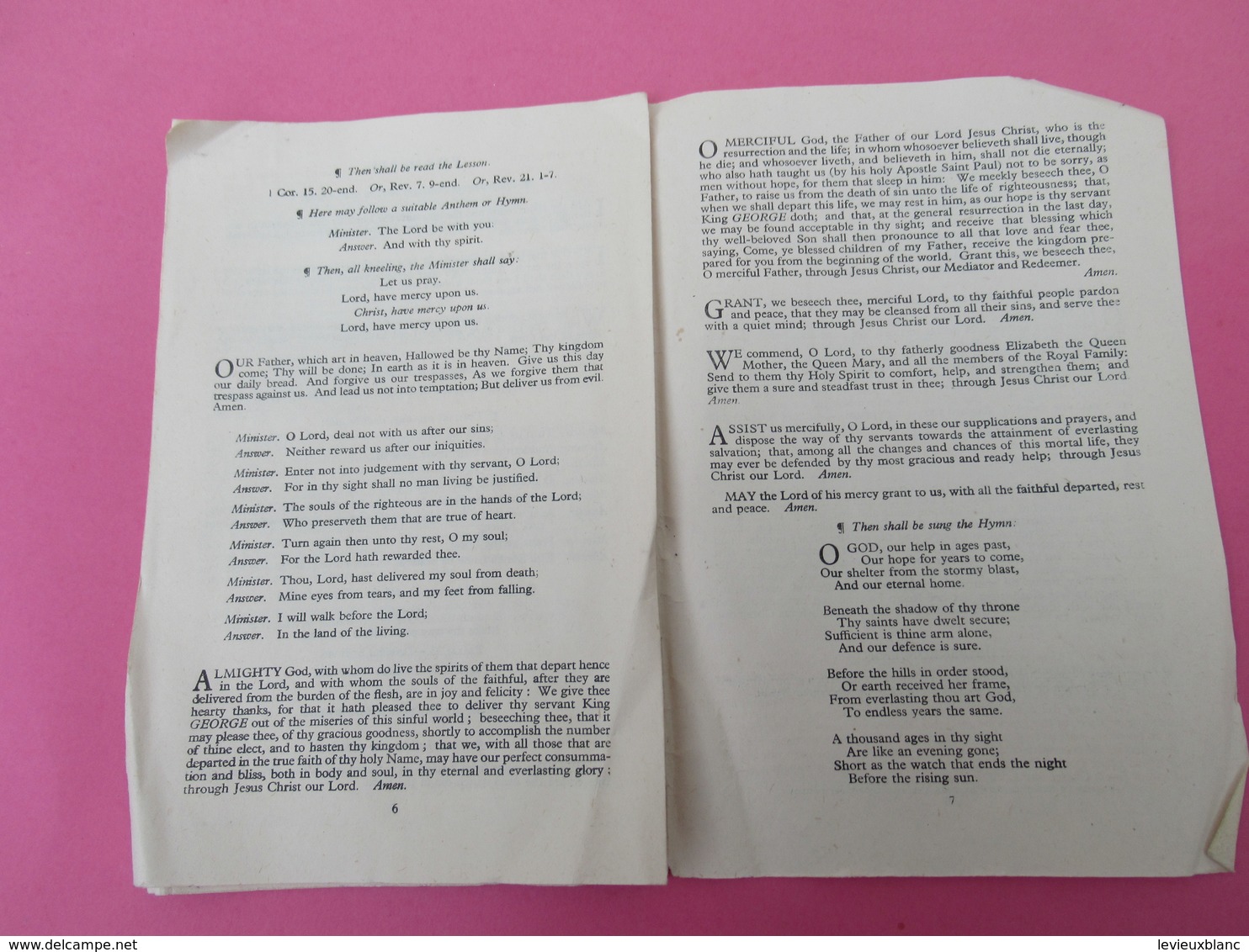 Special Forms Of Service In Commemoration Of His Late Majesty KING GEORGE VI Of Blessed And Glorious Memory/1952  PGC331 - Overlijden