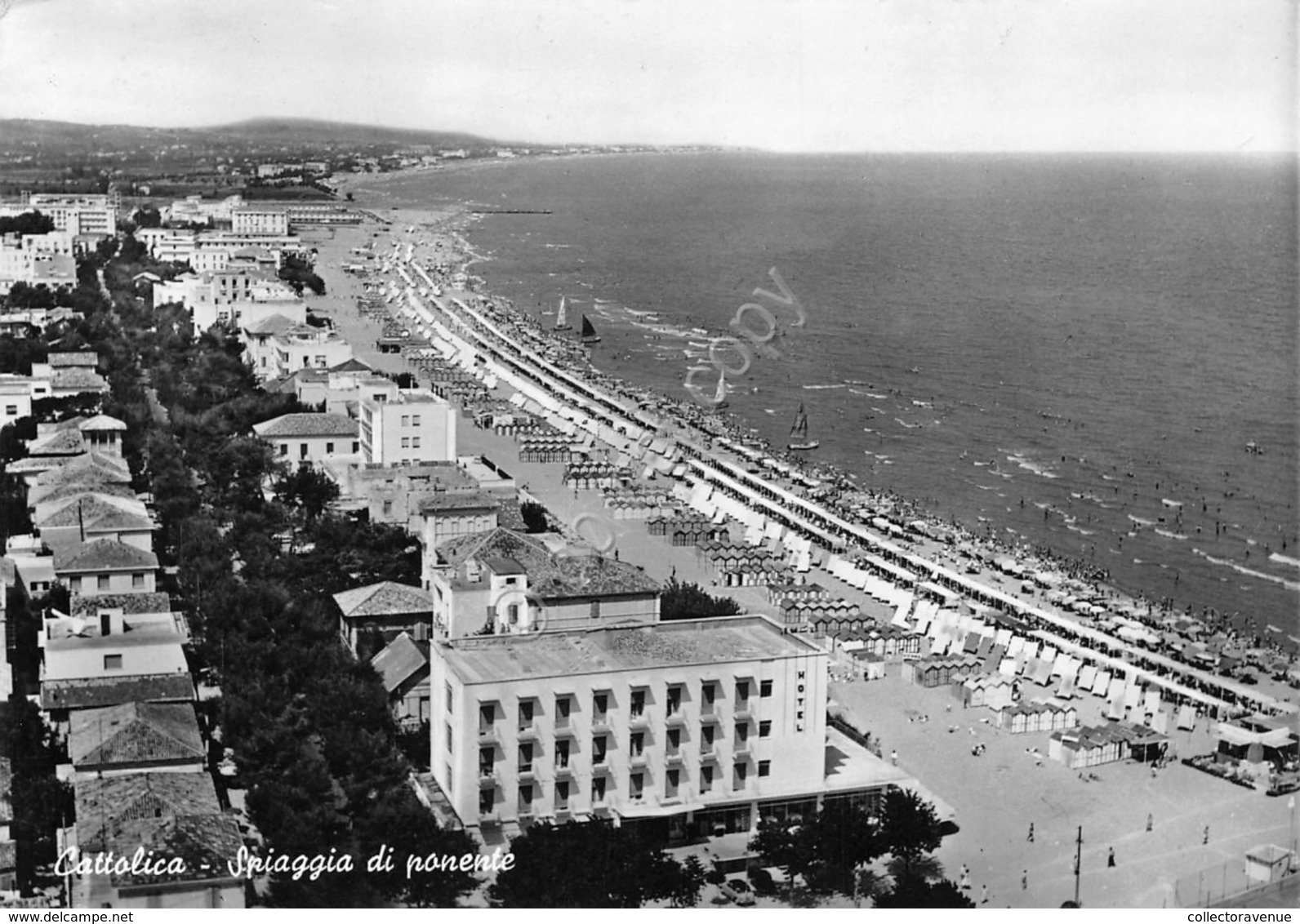 Cartolina Cattolica Spiaggia Di Ponente Panorama Dall''alto 1961 (Rimini) - Rimini