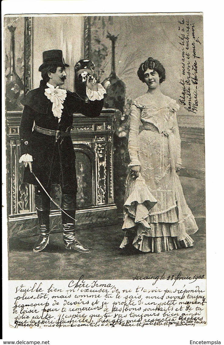 CPA - Carte Postale-Belgique Couple L'homme Offrant Une Petite Fleur à La Femme-1903 VM4682 - Couples