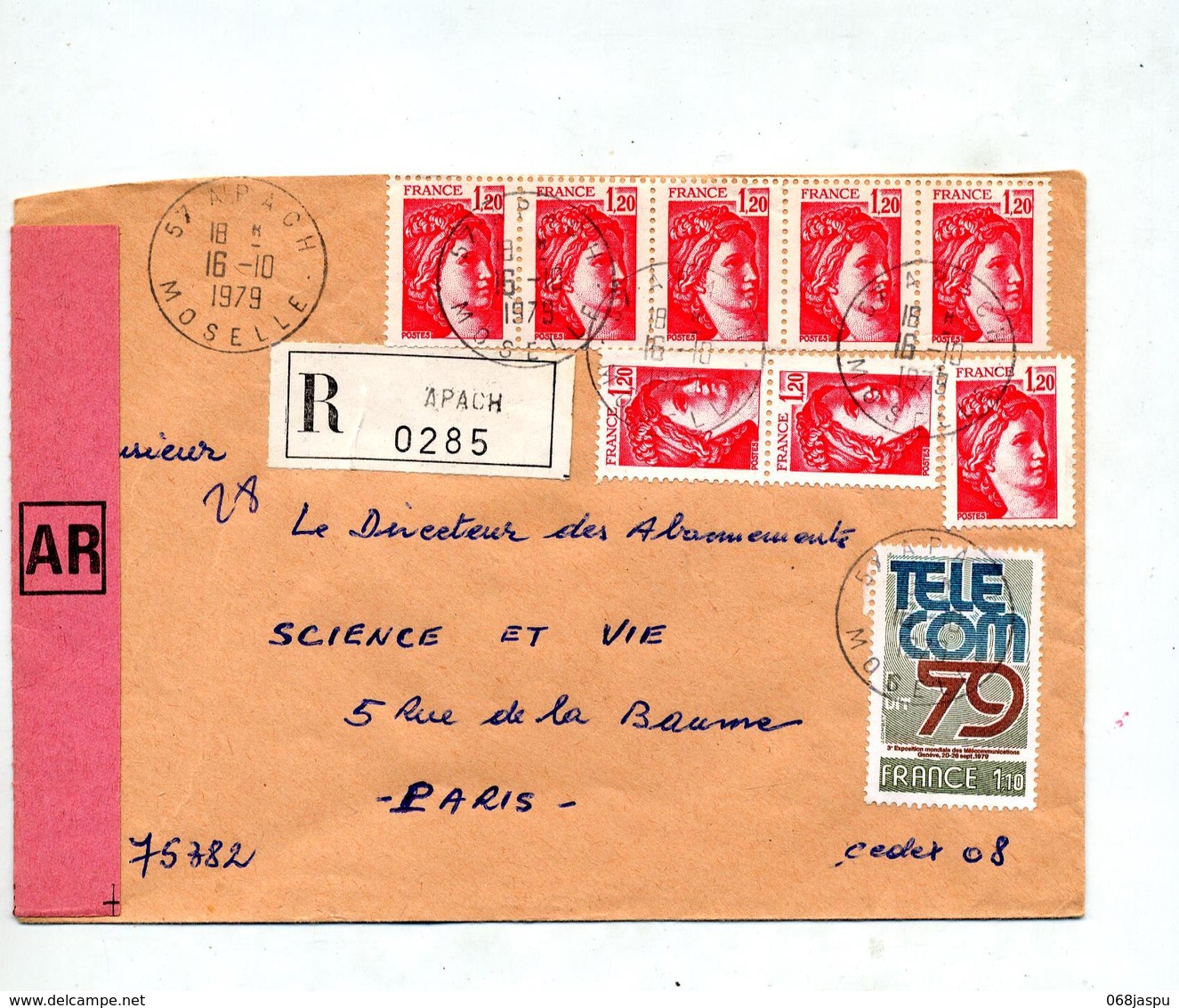 Lettre Recommandée Apach Sur Sabine - Manual Postmarks