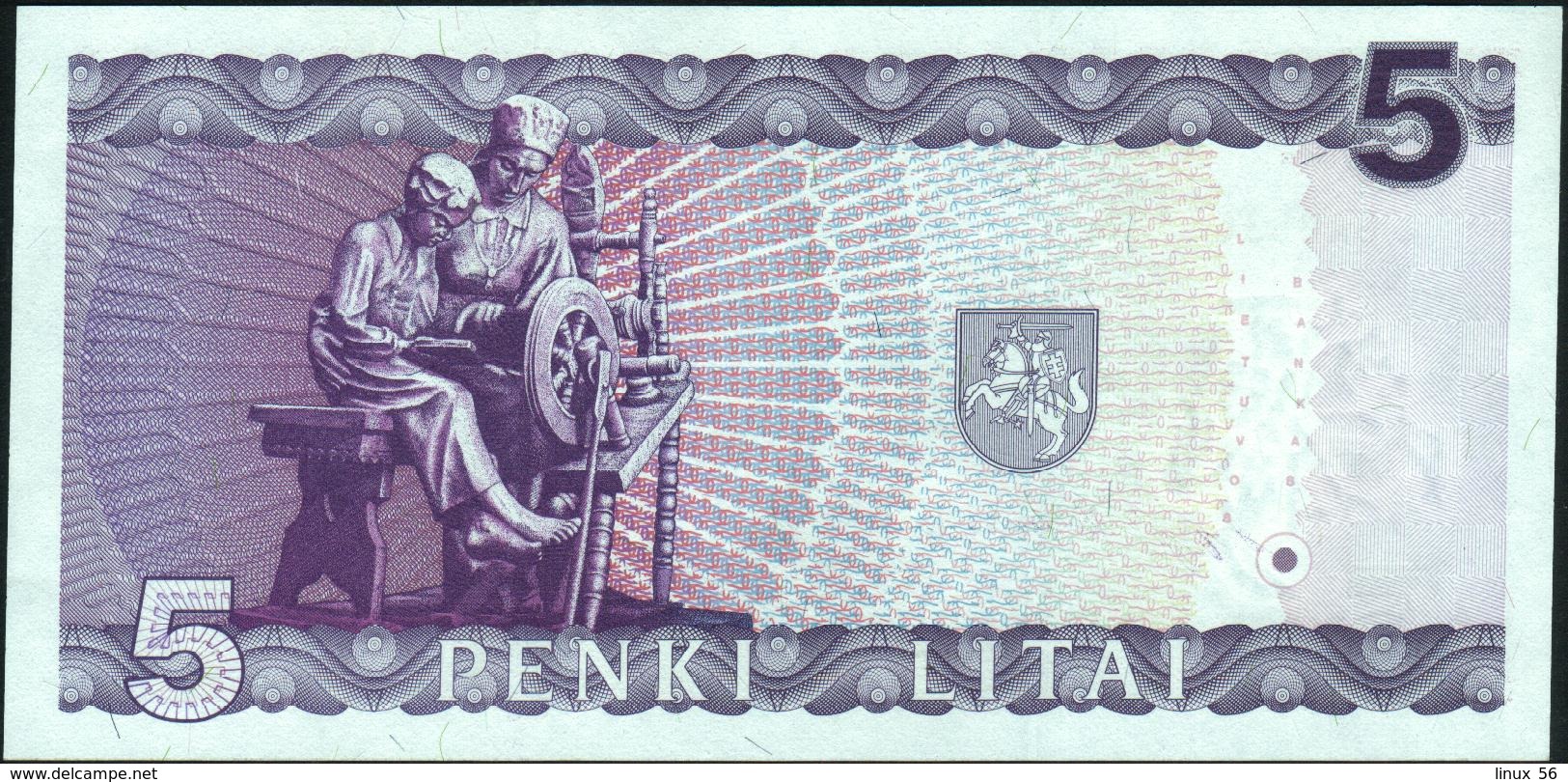 LITHUANIA - 5 Litai 1993 {Lietuvos Bankas} AU-UNC P.55 - Lituanie