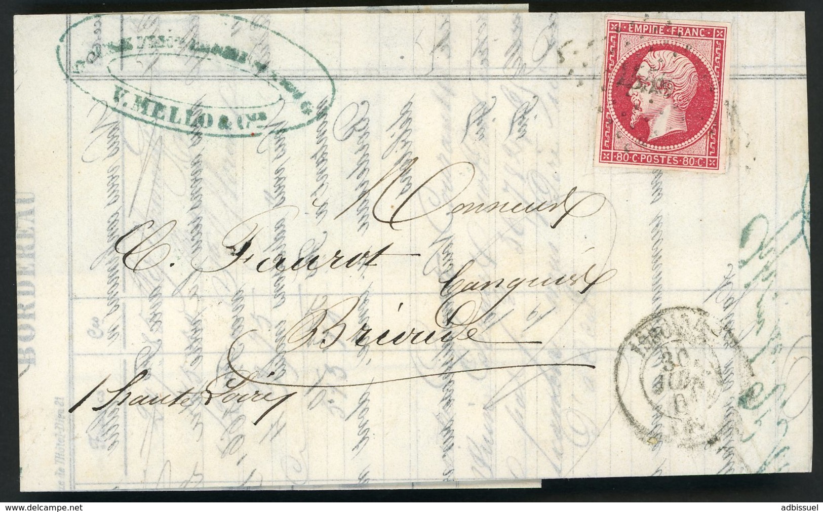 1861 N° 17 B 80 Ct Rose Avec Des Marges Régulières Sur Lettre (Cote 150€), Obl PC + C-à-d (T15) "Issoire (62) 30/7/61". - 1853-1860 Napoleon III