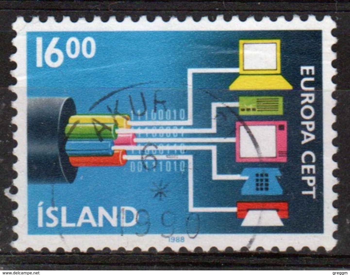 Iceland 1988 Single 16k Stamp From The Europa Communications Set. - Used Stamps