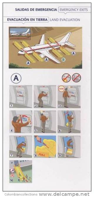 Lote TSA6, Colombia, Avianca, Boeing 757 200, Tarjeta De Seguridad, Safety Card - Consignes De Sécurité