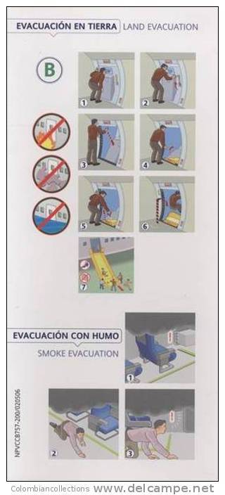 Lote TSA6, Colombia, Avianca, Boeing 757 200, Tarjeta De Seguridad, Safety Card - Safety Cards