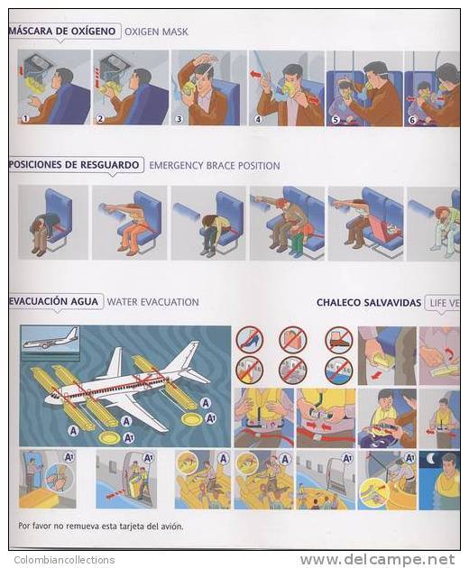 Lote TSA6, Colombia, Avianca, Boeing 757 200, Tarjeta De Seguridad, Safety Card - Sicherheitsinfos