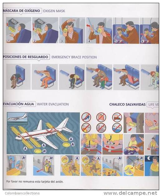 Lote TSA6, Colombia, Avianca, Boeing 757 200, Tarjeta De Seguridad, Safety Card - Safety Cards