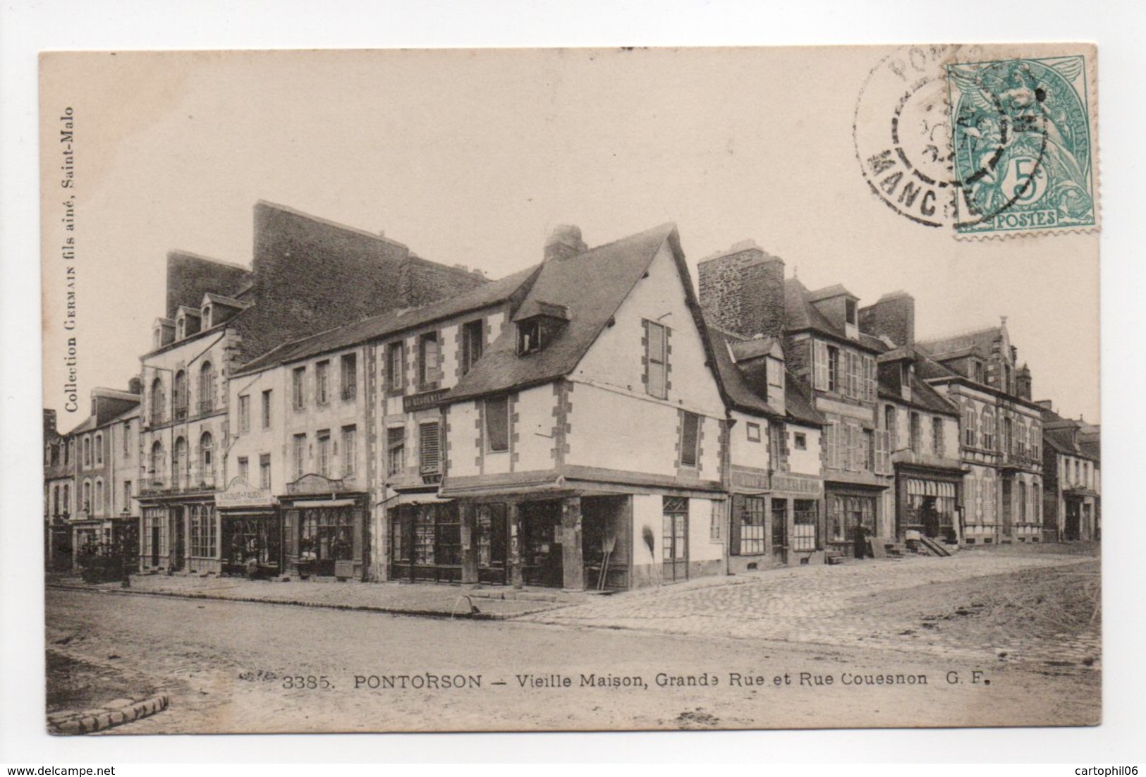 - CPA PONTORSON (50) - Vieille Maison, Grande Rue Et Rue Couesnon 1904 - Collection GERMAIN 3385 - - Pontorson