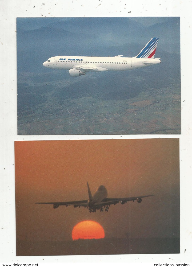 Cp , Aviation ,avion ,AIR FRANCE ,Concorde(2), Boeing 747(2) Airbus , Airbus 320 , LOT DE 6 CARTES POSTALES - 1946-....: Modern Era