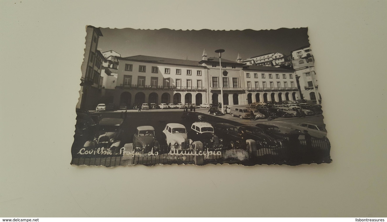 ANTIQUE PHOTO POSTCARD PORTUGAL COVILHA - PRAÇA DO MUNICIPIO CIRCULATED NO STAMP 1961 - Castelo Branco