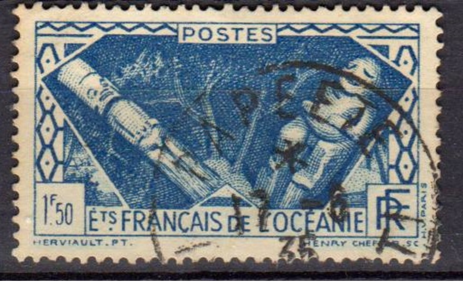 OCEANIE  1939-49 Divinités Indigénes 1F50  N° YT 111 - Used Stamps