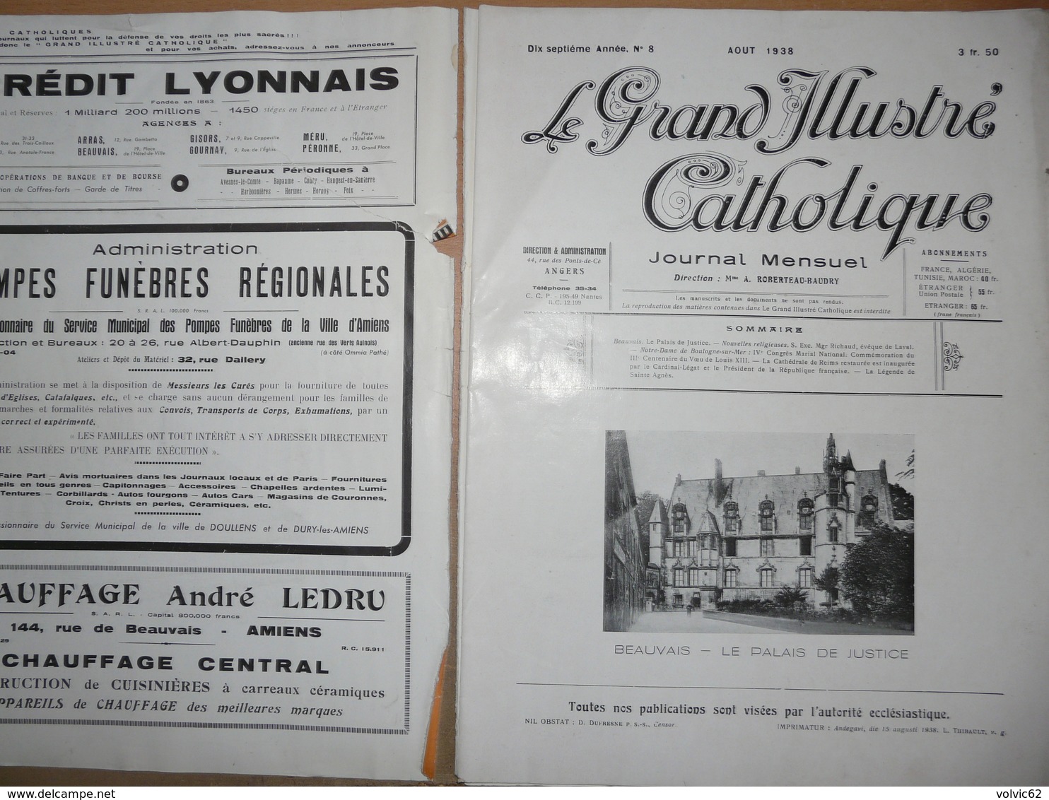 Le Grand Illustré Catholique 1938 édition Amiens  Notre Dame Boulogne Sur Mer Congrès Marial Cathédrale Reims Restaurée - 1900 - 1949