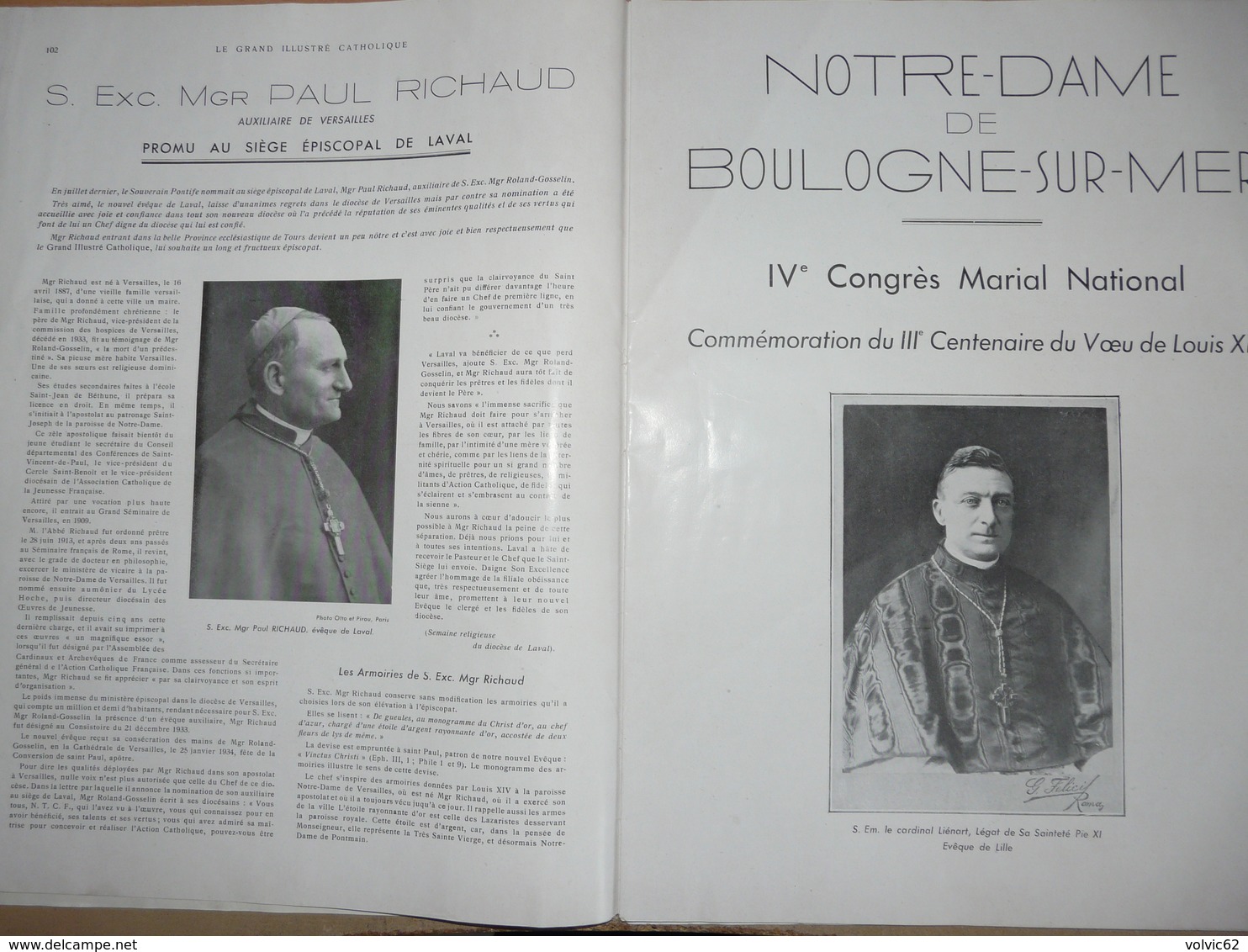 Le Grand Illustré Catholique 1938 édition Amiens  Notre Dame Boulogne Sur Mer Congrès Marial Cathédrale Reims Restaurée - 1900 - 1949