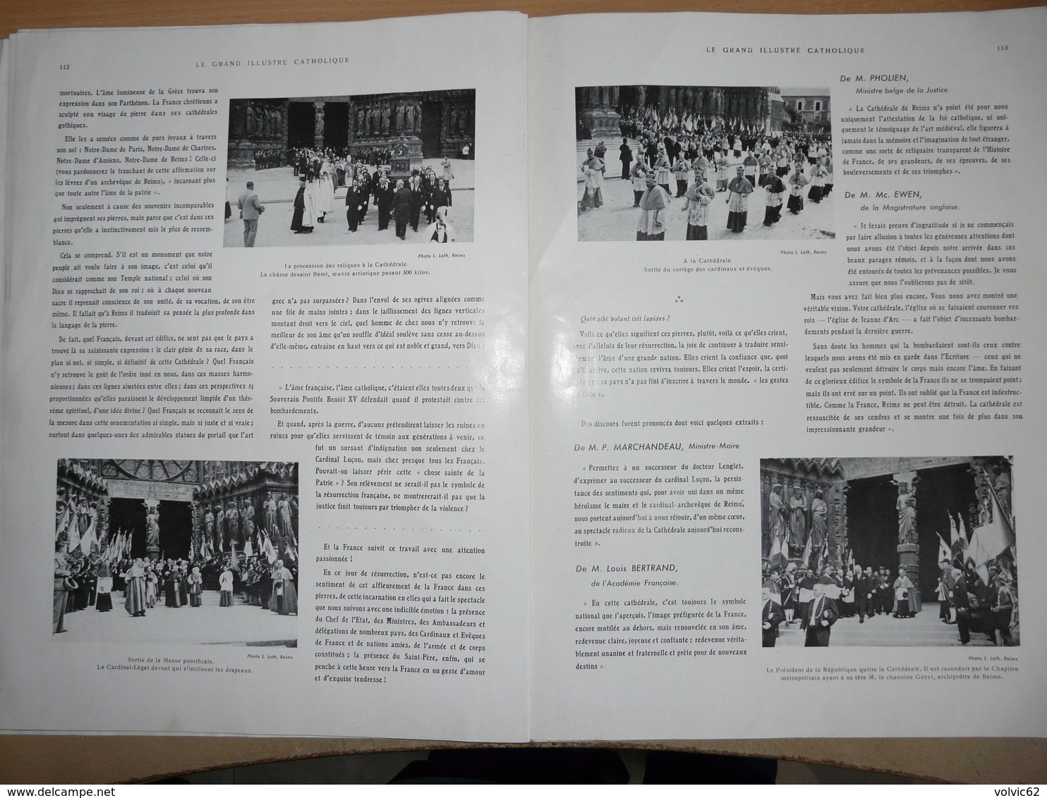 Le grand illustré catholique 1938 édition Amiens  Notre dame boulogne sur mer congrès marial cathédrale reims restaurée