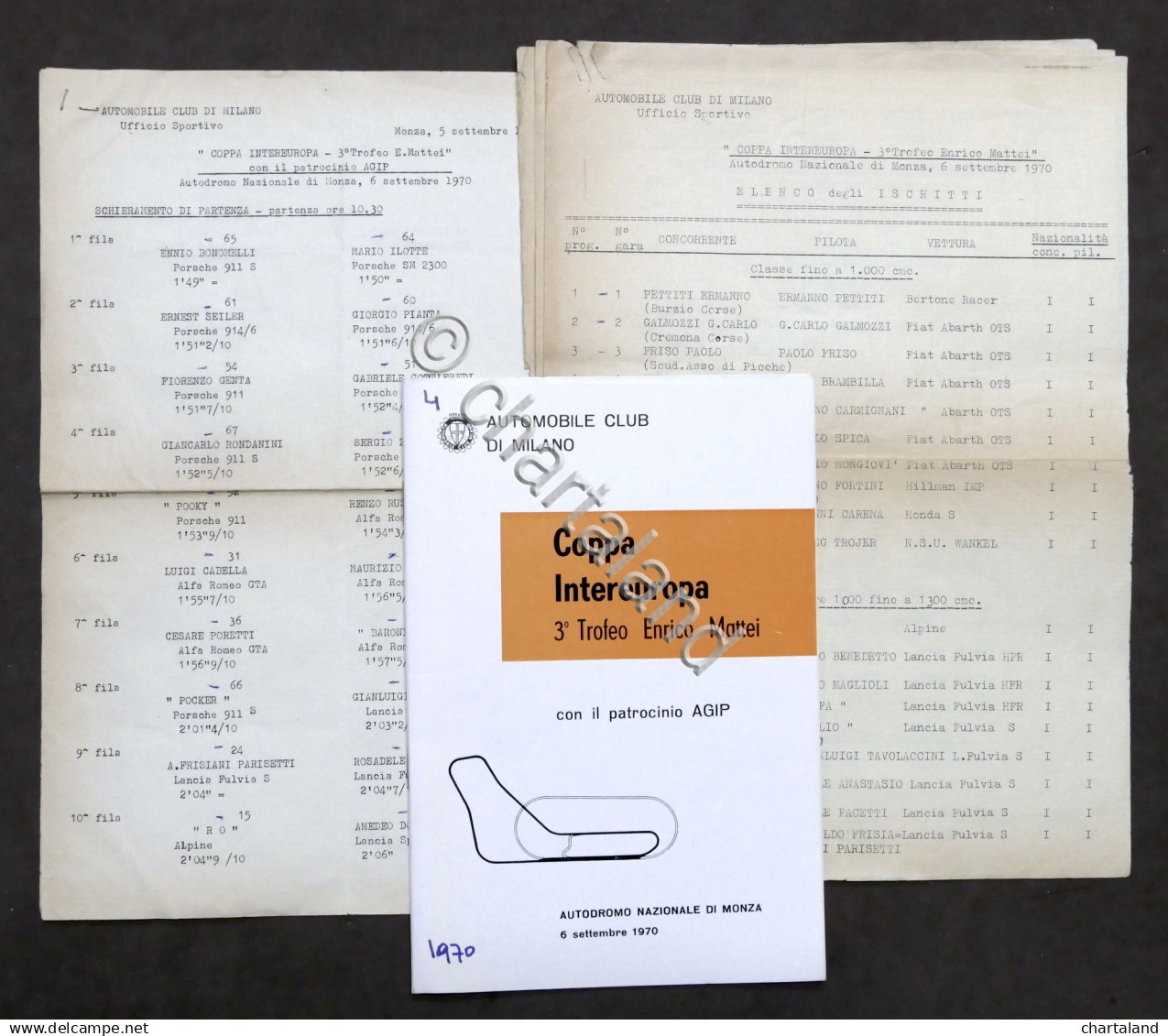 Coppa Intereuropa 3° Trofeo Enrico Mattei - Autodromo Monza 1970 - Regolamento - Altri & Non Classificati