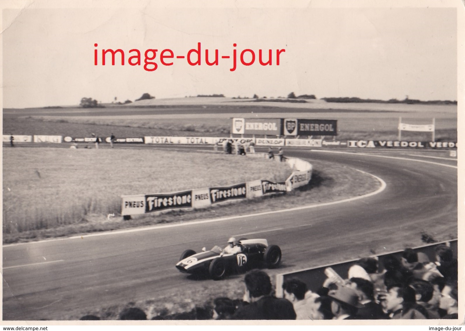 Photo Ancienne  REIMS CIRCUIT AUTOMOBILE DE GUEUX  JACK BRABHAM FERRARI COURSE  PRIX FIXE - Cars