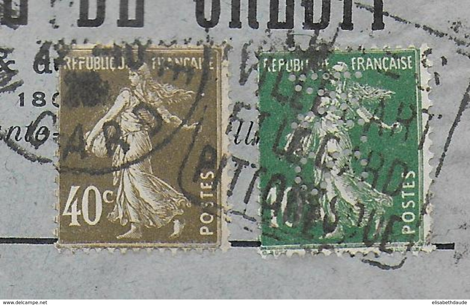 SEMEUSE PERFORES PERFIN De La BANQUE STE MARSEILLAISE à NIMES (GARD) Sur ENVELOPPE => NIMES - DAGUIN - Storia Postale