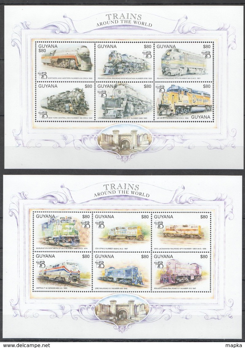 N776 GUYANA TRANSPORTATION TRAINS AROUND THE WORLD 2KB MNH - Treinen