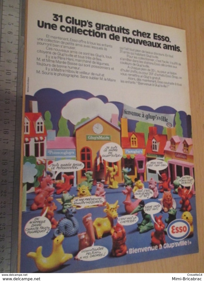 PUB719 : 12 FIGURINES PUBLICITAIRES LES GLUP'S ESSO EN PLASTIQUE MOU (sans La Page De Pub) - Autres & Non Classés