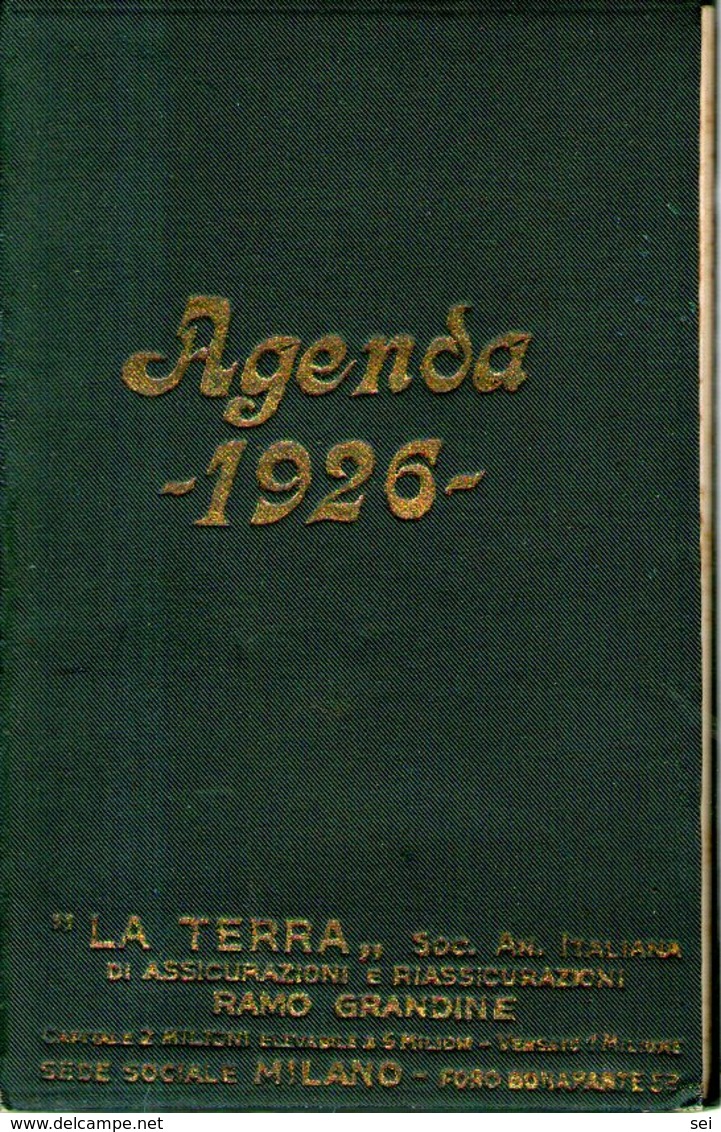 B 2576 - Agendina "La Terra", 1926, Assicurazioni Grandine, Milano - Formato Piccolo : 1921-40