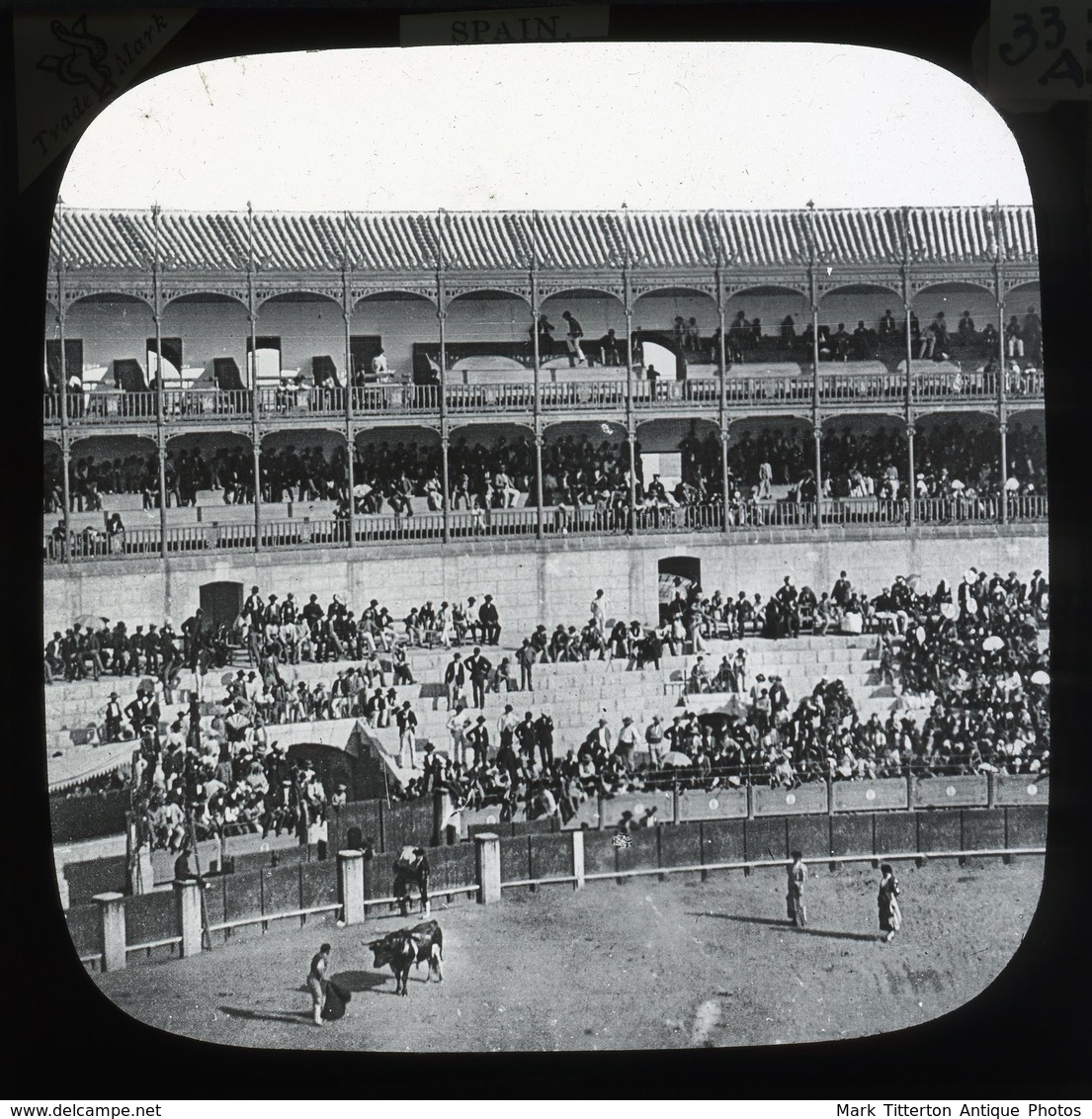 Bull Fight Seville SPAIN - Magic Lantern Slide (lanterne Magique) - Plaques De Verre