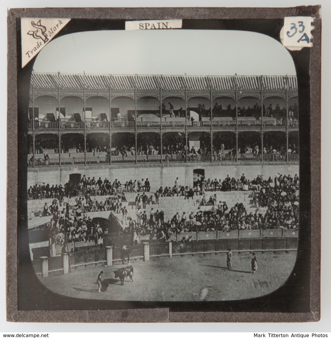 Bull Fight Seville SPAIN - Magic Lantern Slide (lanterne Magique) - Diapositivas De Vidrio