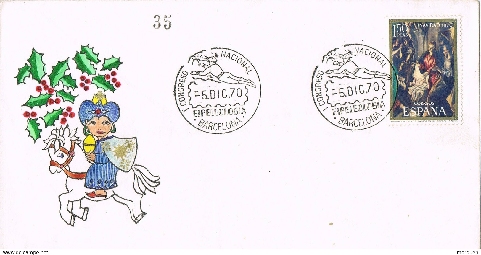 33452. Carta BARCELONA 1970. Congreso Nacional ESPELEOLOGIA - Storia Postale