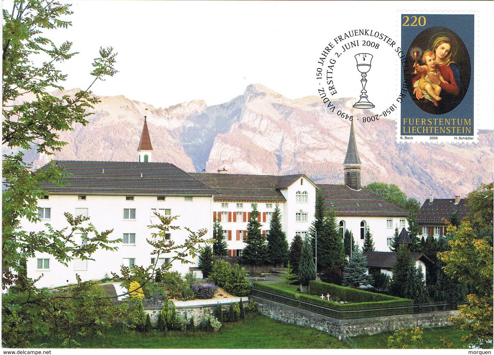 33456. Tarjeta Maxima VADUZ (Liechtenstein) 2008. 150 Jahre Frauenkloster SCHELLENBERG - Cartoline Maximum