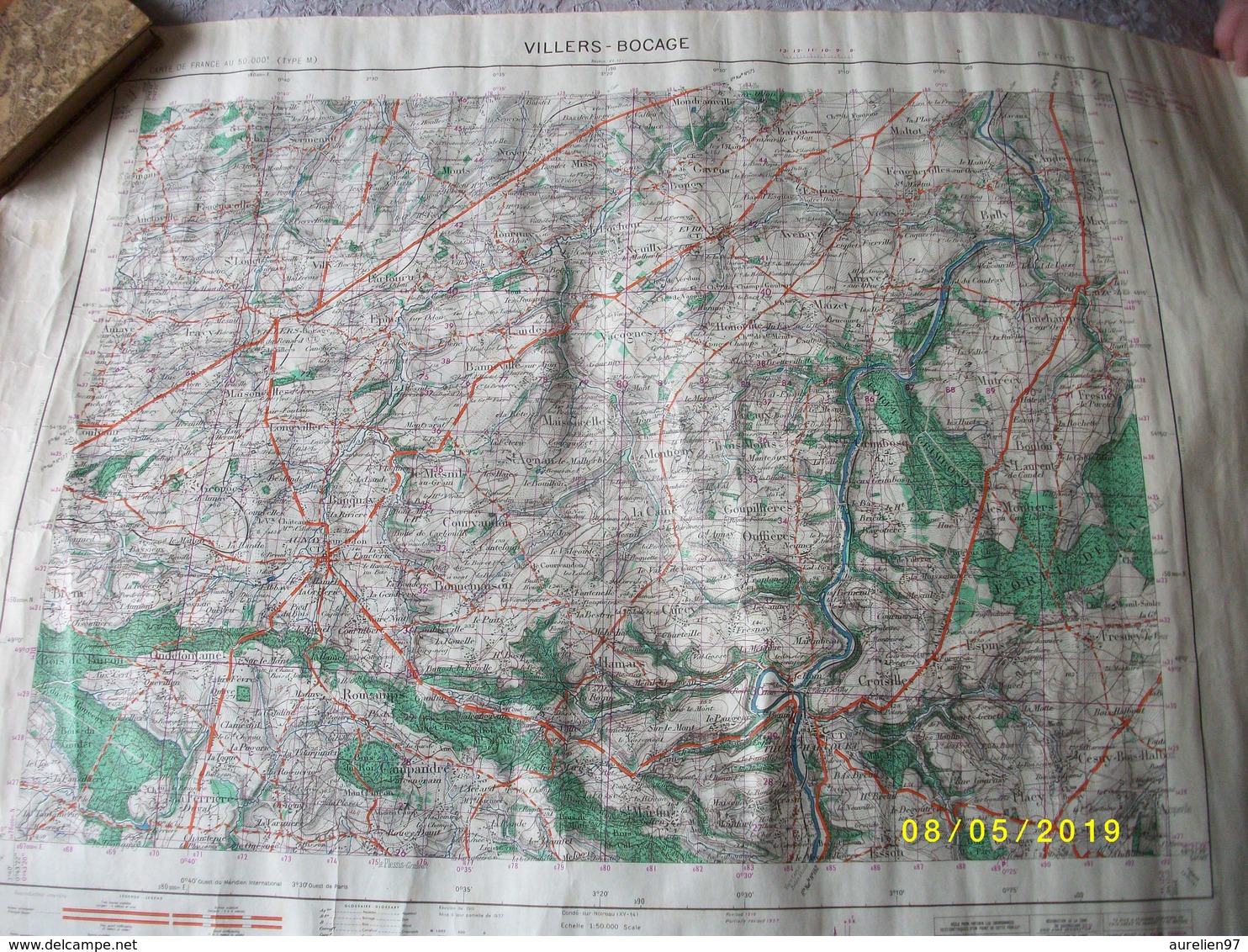 1 Carte De VILLERS BOCAGE 1959 56x72cms TBE - Topographical Maps