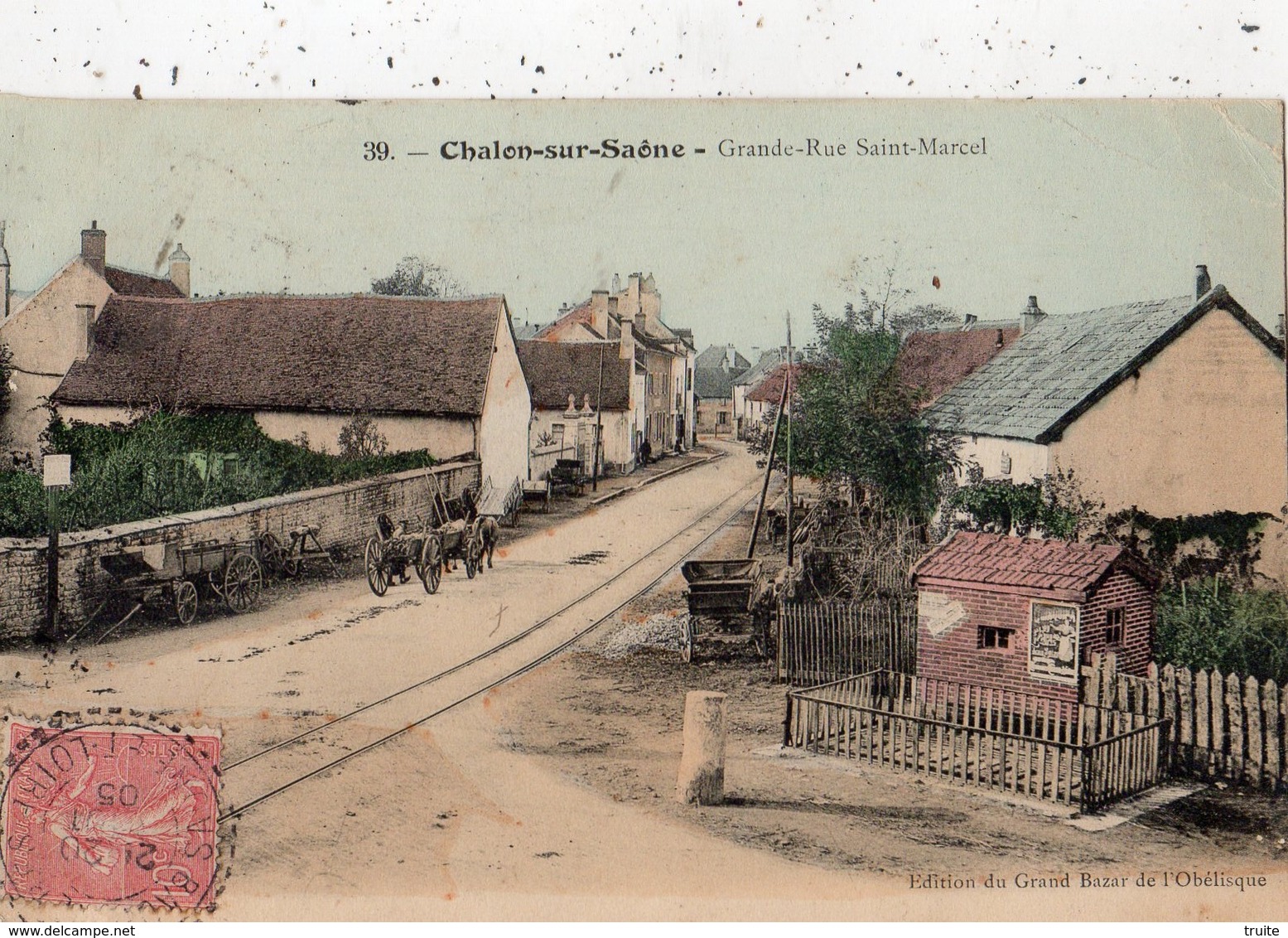 CHALON-SUR-SAONE GRANDE RUE SAINT-MARCEL (CARTE COLORISEE) - Chalon Sur Saone