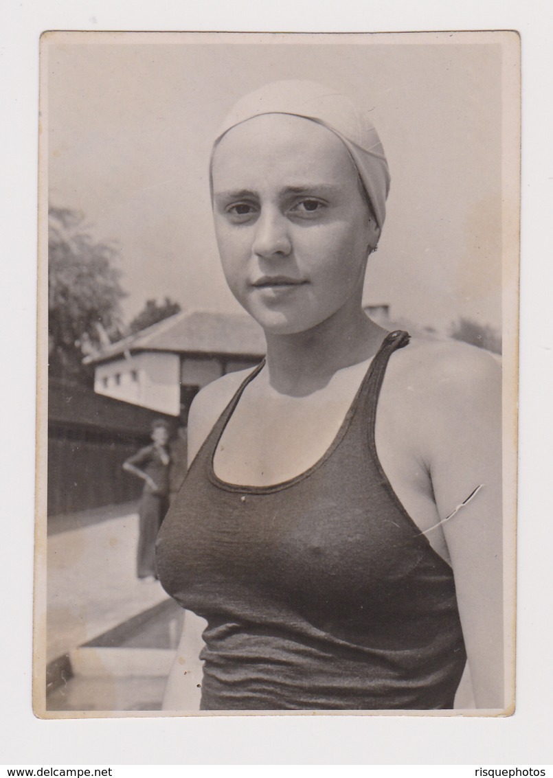 #55614 Vintage Orig Photo Pretty Lady Woman Sport Swimmer Close Face Portrait - Personas Anónimos