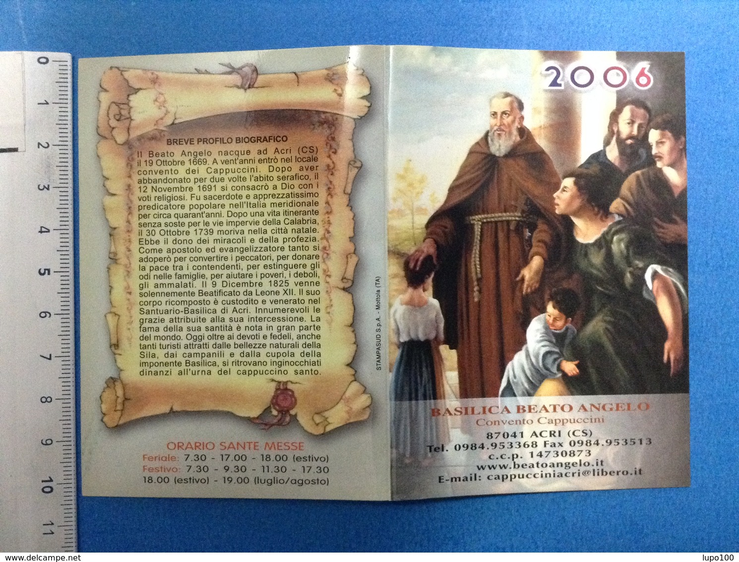 CALENDARIETTO 2006 SANTINO HOLY CARD BEATO ANGELO ACRI CS - Formato Piccolo : 2001-...