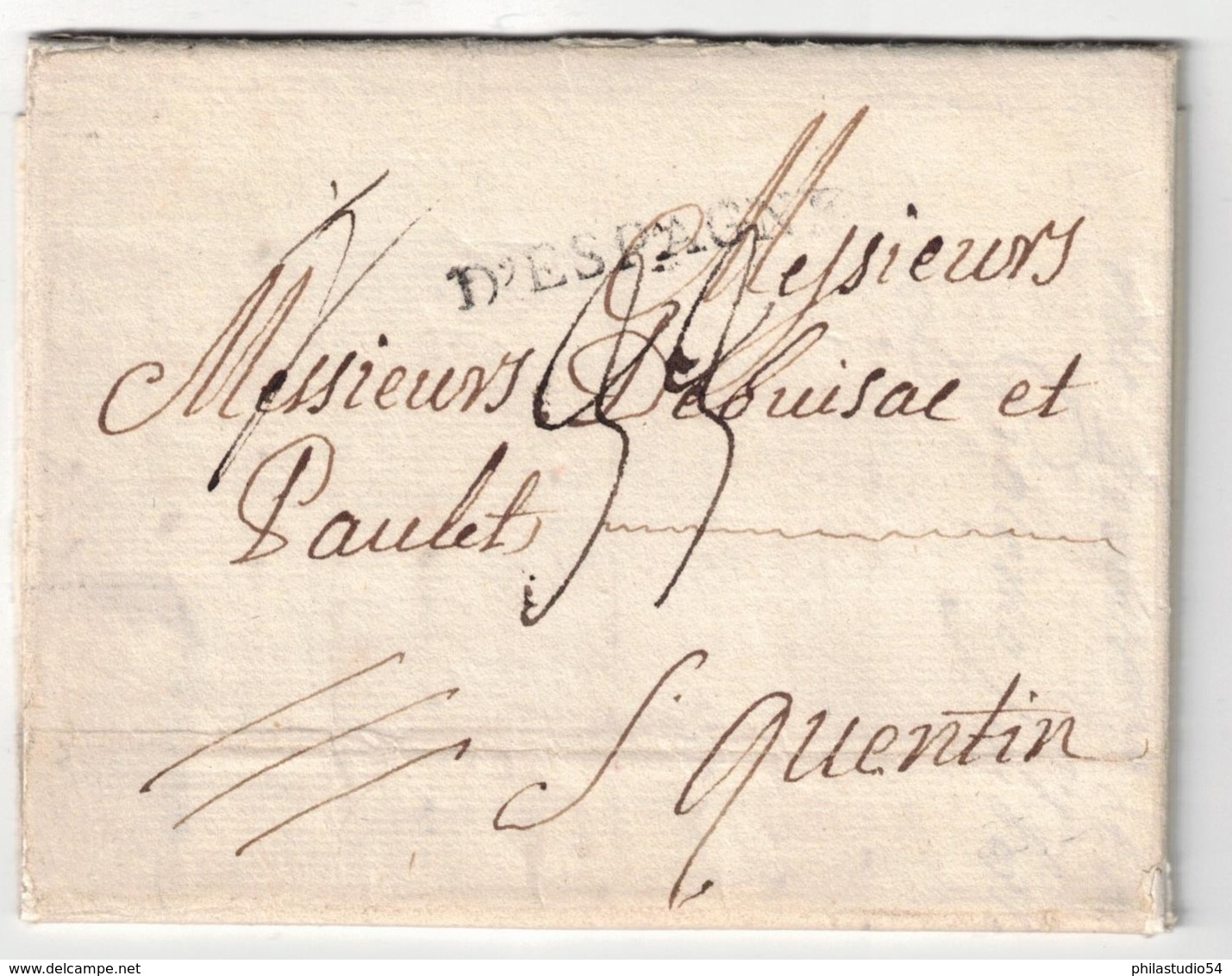 1788, Folded Letter With Full Content From LISBOA With Transit "D'` ESPAGNE" To France - ...-1853 Vorphilatelie