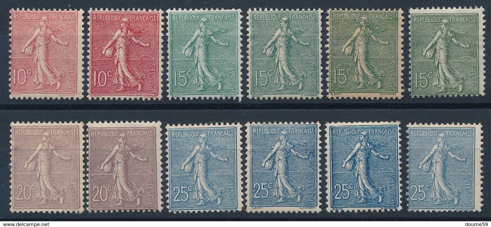 CZ-78: FRANCE:lot Semeuses Lignées * N°129(2)-130(4)-131(2)-132(3+1** Avec Mini Défauts, Compté*) - 1903-60 Sower - Ligned