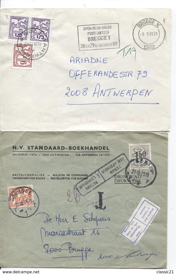 3220/ 10 Lettres/omslagbrieven van Brugge & > Brugge taxées bon lot différentes taxations Retour-Rebut-huis refusées