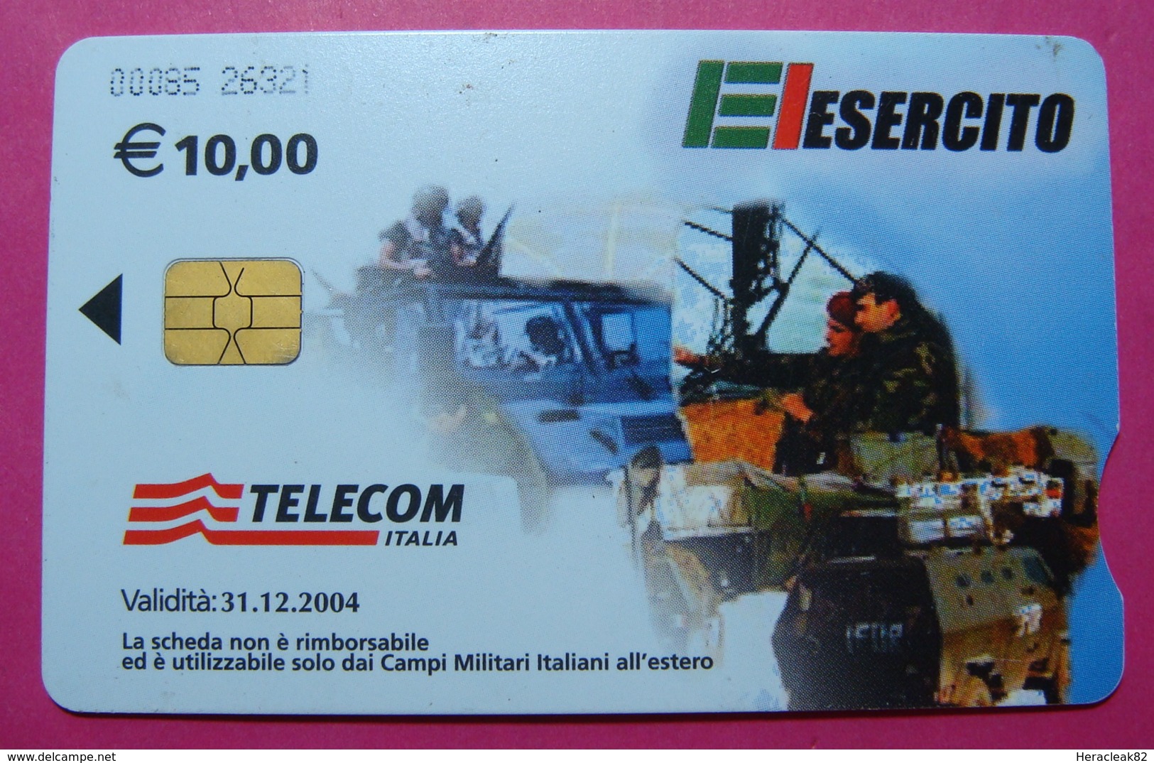 Serie 00085-26, Italian Army In Kosovo Chip Phone CARD 10 Euro Used Operator TELECOM ITALIA *Tank, Soldiers, Satellite* - Kosovo