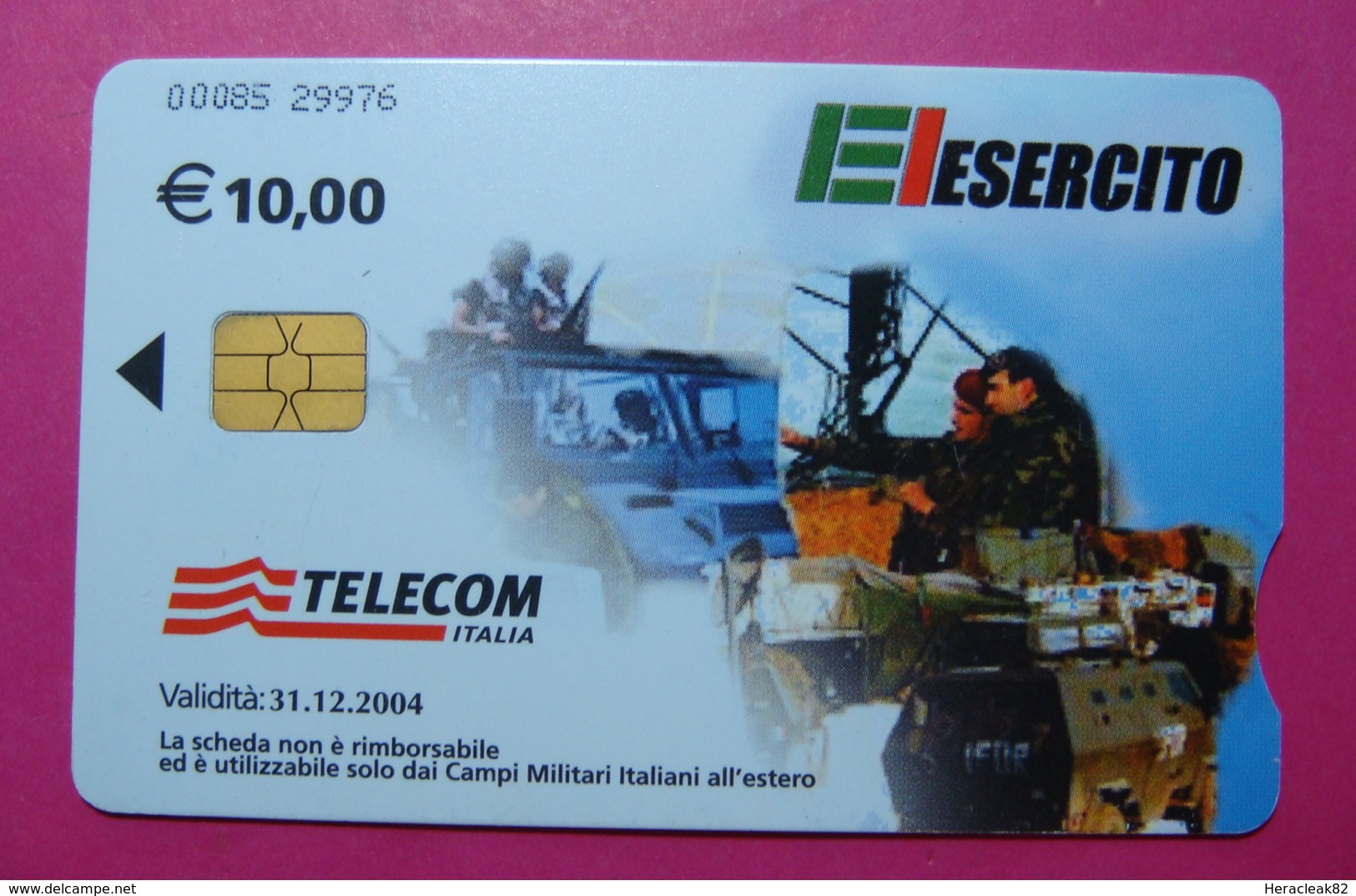 Serie 00085-29, Italian Army In Kosovo Chip Phone CARD 10 Euro Used Operator TELECOM ITALIA *Tank, Soldiers, Satellite* - Kosovo