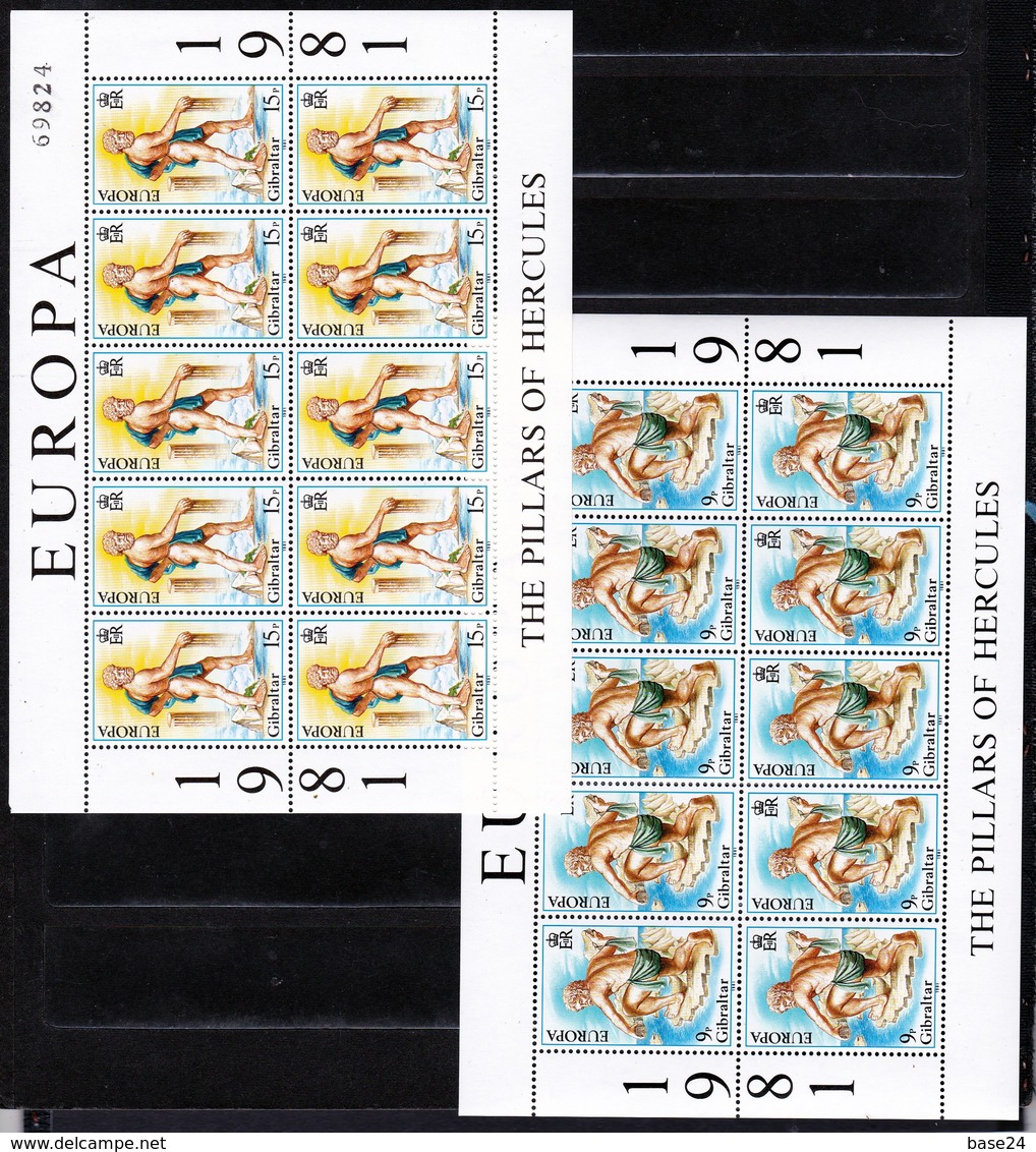 1981 Gibilterra Gibraltar EUROPA CEPT EUROPE 10 Serie Di 2v. MNH** In Minifoglio 2 Minisheets - 1981