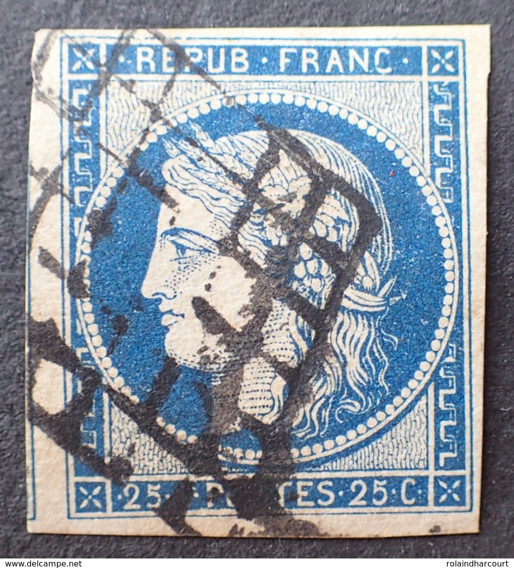 R1568/35 - CERES N°4a Bleu Foncé - GRILLE NOIRE - 1849-1850 Cérès