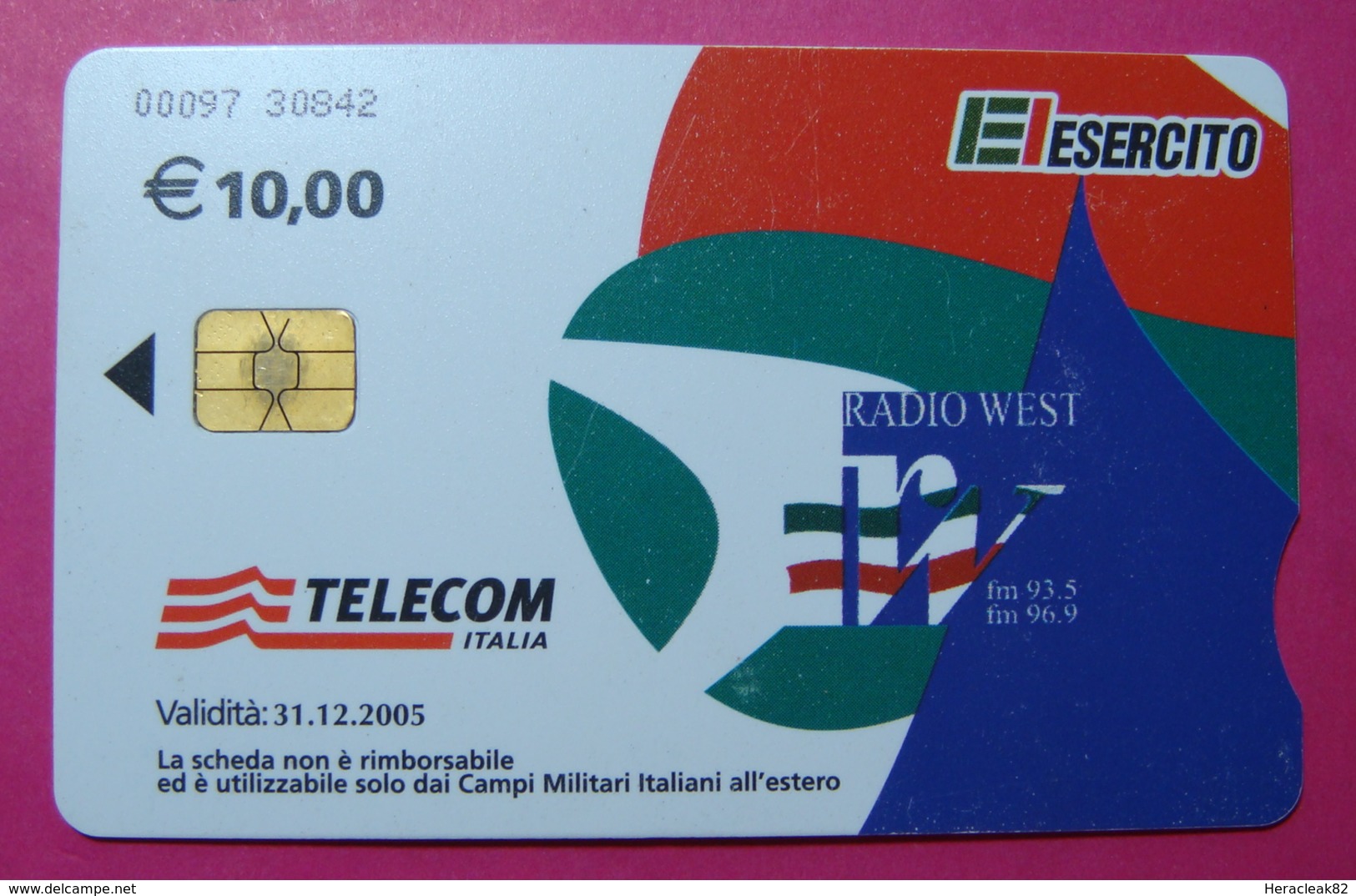 Serie 00097-30, Italian Army In Kosovo Chip Phone CARD 10 Euro Used Operator TELECOM ITALIA *RADIO WEST* - Kosovo
