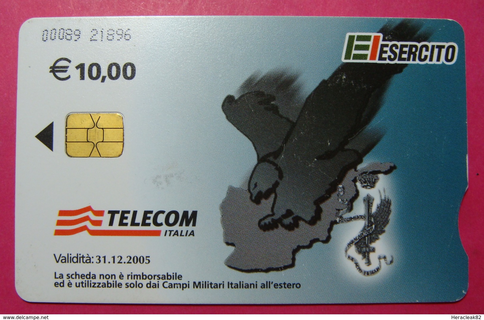 Serie 00089-218..., Italian Army In Kosovo Chip Phone CARD 10 Euro Used Operator TELECOM ITALIA *Eagle Flying* - Kosovo