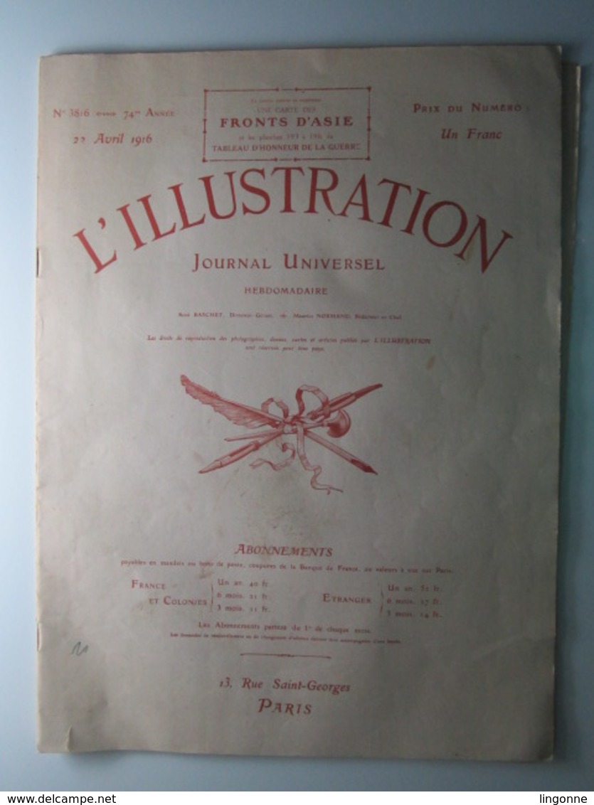 L'ILLUSTRATION N° 3816 22 AVRIL 1916 UNE TRAVAILLEUSE DE L'USINE DE GUERRE - L'Illustration