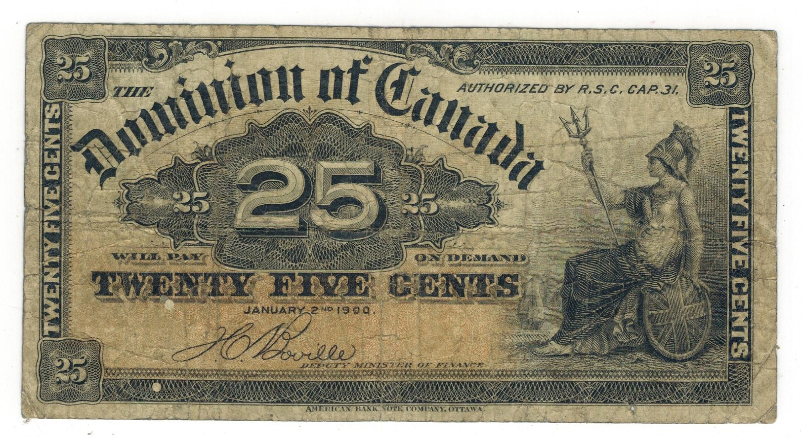 Dominion Of Canada,  25 Cents 1900, F+ - Kanada