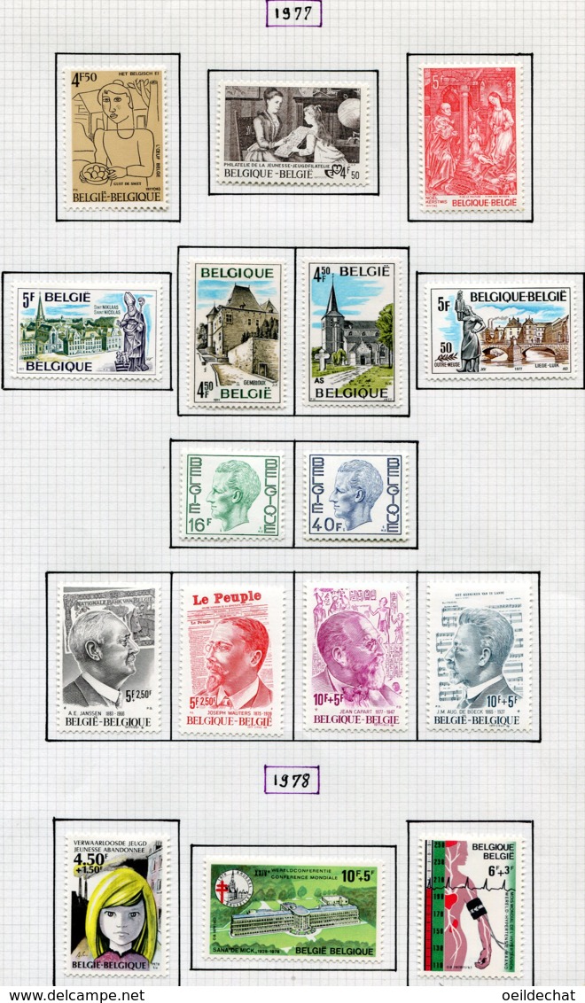 13775 BELGIQUE Collection Vendue Par Page N° 1863 à 1878  **/*  1977-78  TB/TTB - Unused Stamps