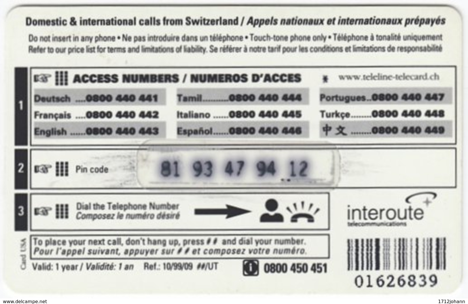 SWITZERLAND C-468 Prepaid Teleline - Traffic, Boat - Used - Suisse