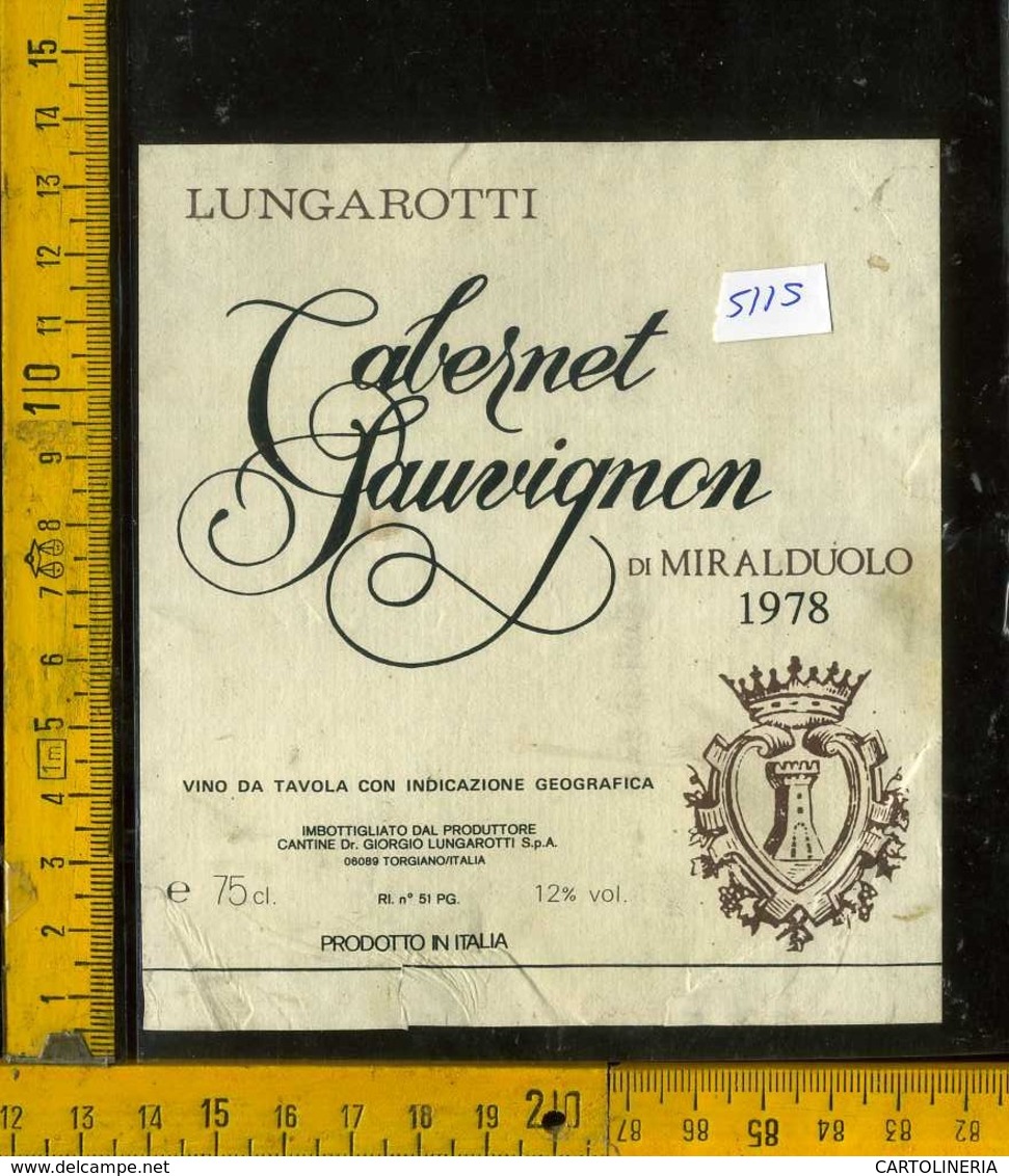 Etichetta Vino Liquore Cabernet Sauvignon 1978 Lungarotti - Torgiano PG - Altri & Non Classificati