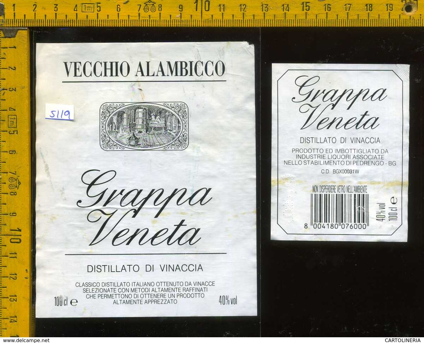 Etichetta Vino Liquore Grappa Veneta Vecchio Alambicco - Predengo BG - Altri & Non Classificati